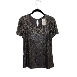 DKNY Silver Sequin Blouse